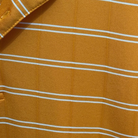 Official PGA Tour Apparel mens sz L orange striped collared 3 button golf shirt - Picture 2 of 8